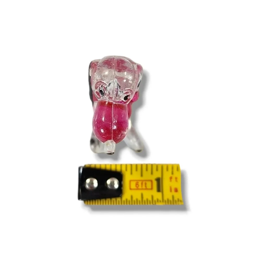Vintage Lucite Dog Clear Pink Plastic Toy‎ Figure Poodle 1.5